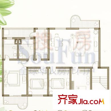 泛海城市花園戶型圖2＃12＃ 4室2廳2衛(wèi)1廚