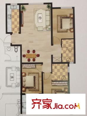 水岸華府27#C戶型 3室1廳2衛(wèi)1廚