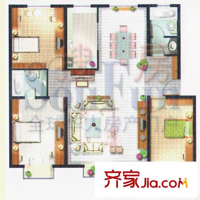 怡和星國(guó)際 戶型圖（3室2廳1廚1衛(wèi)）