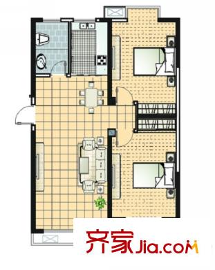 上品領(lǐng)域戶型圖A戶型 2室2廳1衛(wèi)1廚