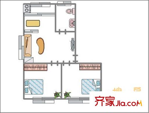 富華新村 2室 戶型圖