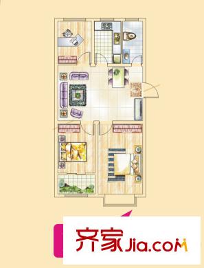 香岸花園戶型圖I戶型 3室2廳1衛(wèi)1廚