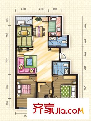棟盛苑戶型圖5#A戶型 4室2廳2衛(wèi)1廚