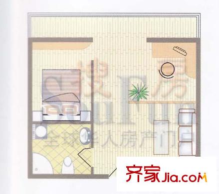 四平佳園戶型圖A戶型 1室1廳1衛(wèi)1廚