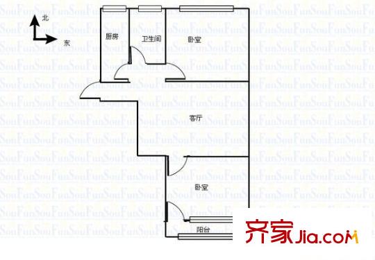 櫻園小區(qū) 2室 戶型圖
