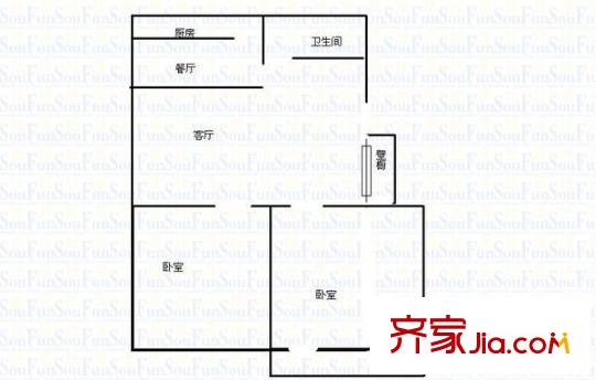 櫻園小區(qū) 2室 戶型圖