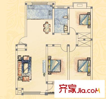 舜華園戶型圖戶型(4) 3室2廳1衛(wèi)