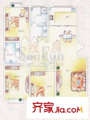 上河園 3室 戶型圖