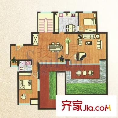 鼎邦麗池戶型圖復式一層戶型 2室2廳1衛(wèi)1廚