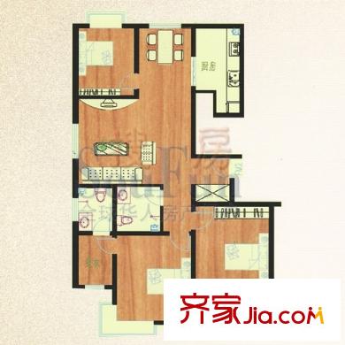 鼎邦麗池戶型圖高層戶型 3室2廳2衛(wèi)1廚