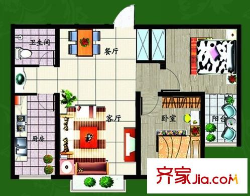 金都名苑戶型圖高層戶型 2室2廳1衛(wèi)1廚