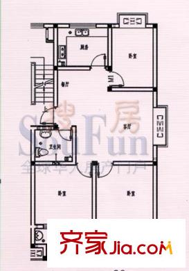 金寶生態(tài)花園戶型圖C戶型 3室2廳1衛(wèi)1廚