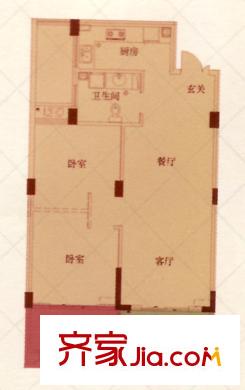 鳳凰太陽城戶型圖C14戶型 2室2廳1衛(wèi)1廚