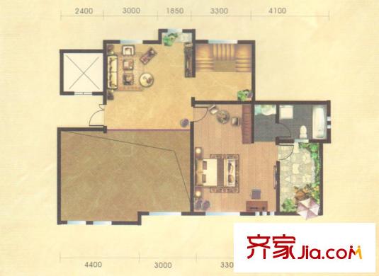鳳凰太陽城戶型圖二期塞拉維A4戶型上層 1室2廳1衛(wèi)