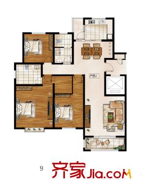 高速仁和盛庭二期高層9#J戶型 3室2廳2衛(wèi)1廚