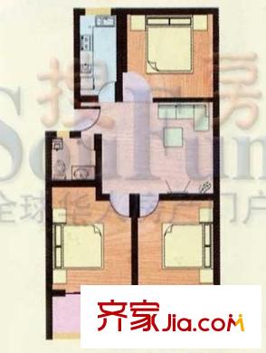 金都南苑戶型圖戶型圖 3室1廳1衛(wèi)1廚