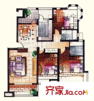 十甲花園 3室 戶型圖
