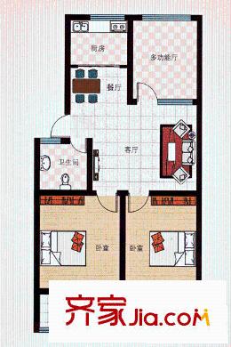 祥瑞家園戶(hù)型圖B戶(hù)型 3室2廳1衛(wèi)1廚