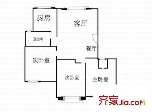 新港灣花園 3室 戶型圖