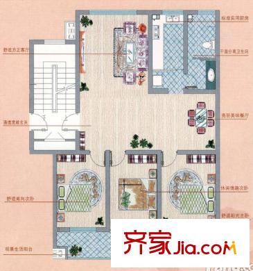 鳳鳴郡戶型圖多層M戶型 3室2廳1衛(wèi)1廚