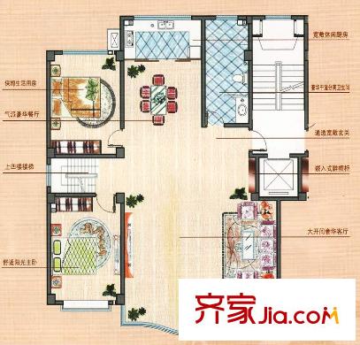 鳳鳴郡戶型圖G戶型三層 5室3廳3衛(wèi)1廚