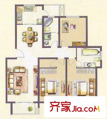 東城藍郡L戶型  3室2廳2衛(wèi)1廚