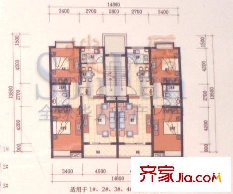 北國之春戶型圖二單元C套 2室2廳1衛(wèi)1廚