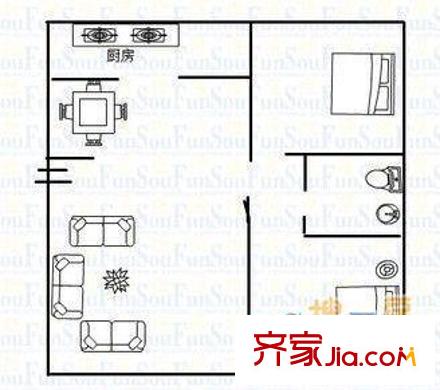 中央麗景戶型圖戶型圖（2室2廳1廚1衛(wèi)） 2室2廳1衛(wèi)1廚
