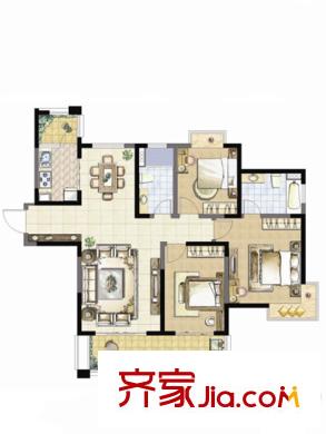摩卡小鎮(zhèn)二期1-4#樓、8-12#、18-20#K1戶型 3室2廳2衛(wèi)1廚