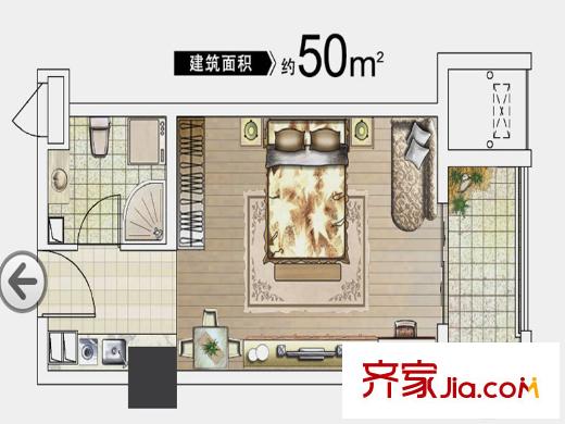 大德玲瓏灣2期蕭林新天地二期A1戶型 1室1廳1衛(wèi)1廚