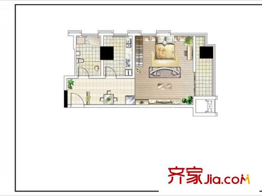 大德玲瓏灣2期蕭林新天地二期公寓式酒店 1室1廳1衛(wèi)1廚