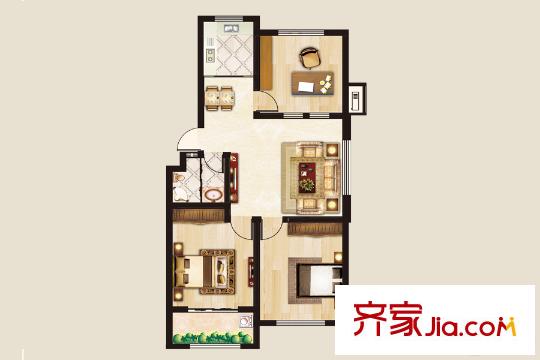 信誠(chéng)龍錦園A戶型 3室2廳1衛(wèi)1廚