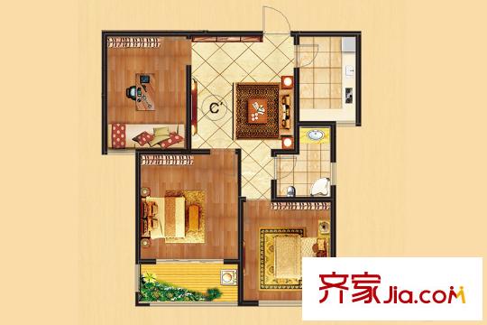 久盛聚福苑1#C’戶型 3室1廳1衛(wèi)1廚
