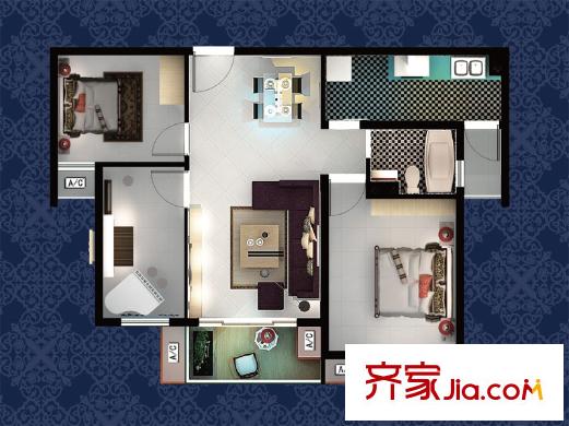 千燈?；▓@一期2#、3#、5#、11#樓B戶型 3室1廳1衛(wèi)1廚