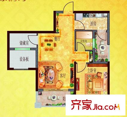 棕櫚灣49、50棟02、05戶型 1室2廳1衛(wèi)1廚