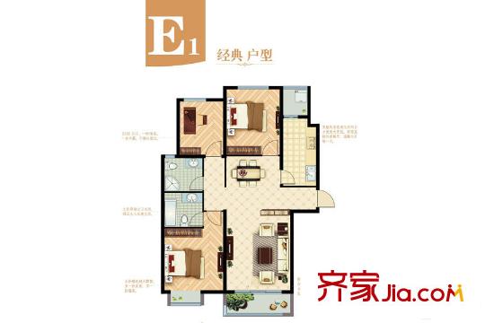 興源國際城4#E1戶型 3室2廳2衛(wèi)1廚
