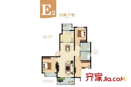 興源國際城4#E2戶型 3室2廳2衛(wèi)1廚