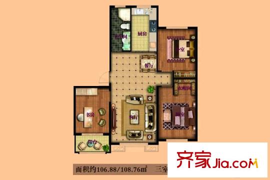峽山星河灣一期多層5戶型 3室2廳1衛(wèi)1廚
