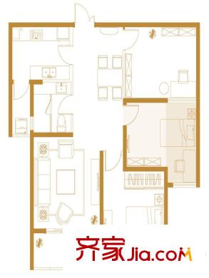 金鷹國際公館1#、2#樓A戶型 3室2廳1衛(wèi)1廚