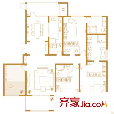 金鷹國際公館金鷹云墅E戶型 4室2廳4衛(wèi)1廚