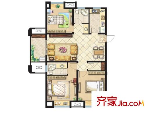 宇業(yè)?蘇尚家園二期G1戶型 3室1廳2衛(wèi)1廚