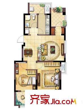 宇業(yè)?蘇尚家園B戶型 2室2廳1衛(wèi)1廚