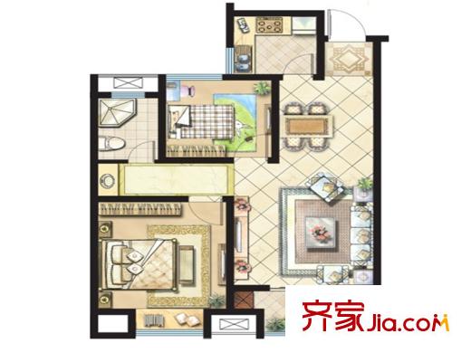 宇業(yè)?蘇尚家園二期K戶型 2室1廳1衛(wèi)1廚