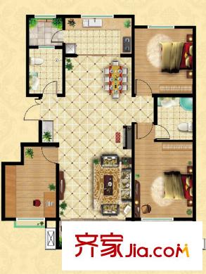 峽山中央華府19/30#D戶型 3室2廳2衛(wèi)1廚
