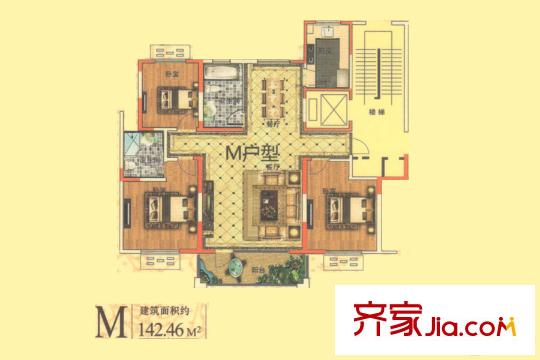舜景苑一期高層23、24、25、26號樓M戶型 3室2廳2衛(wèi)1廚