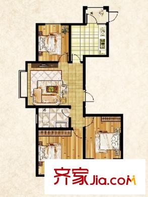 新城湖光山舍高層C戶型 3室1廳1衛(wèi)1廚