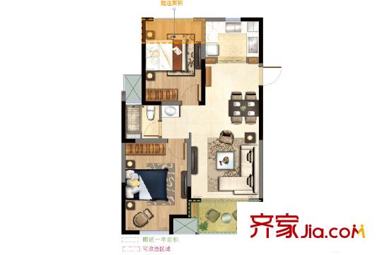 森隆?滿園二期A戶型 2室2廳1衛(wèi)1廚