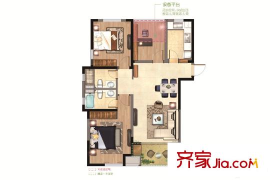 森隆?滿園二期C戶型 3室2廳2衛(wèi)1廚