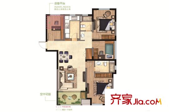 森隆?滿園二期D戶型 4室2廳2衛(wèi)1廚