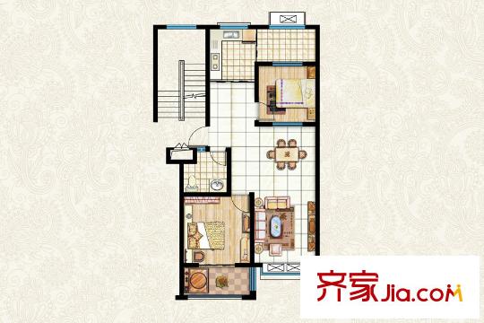 清平花園多層26#E戶型 2室2廳1衛(wèi)1廚